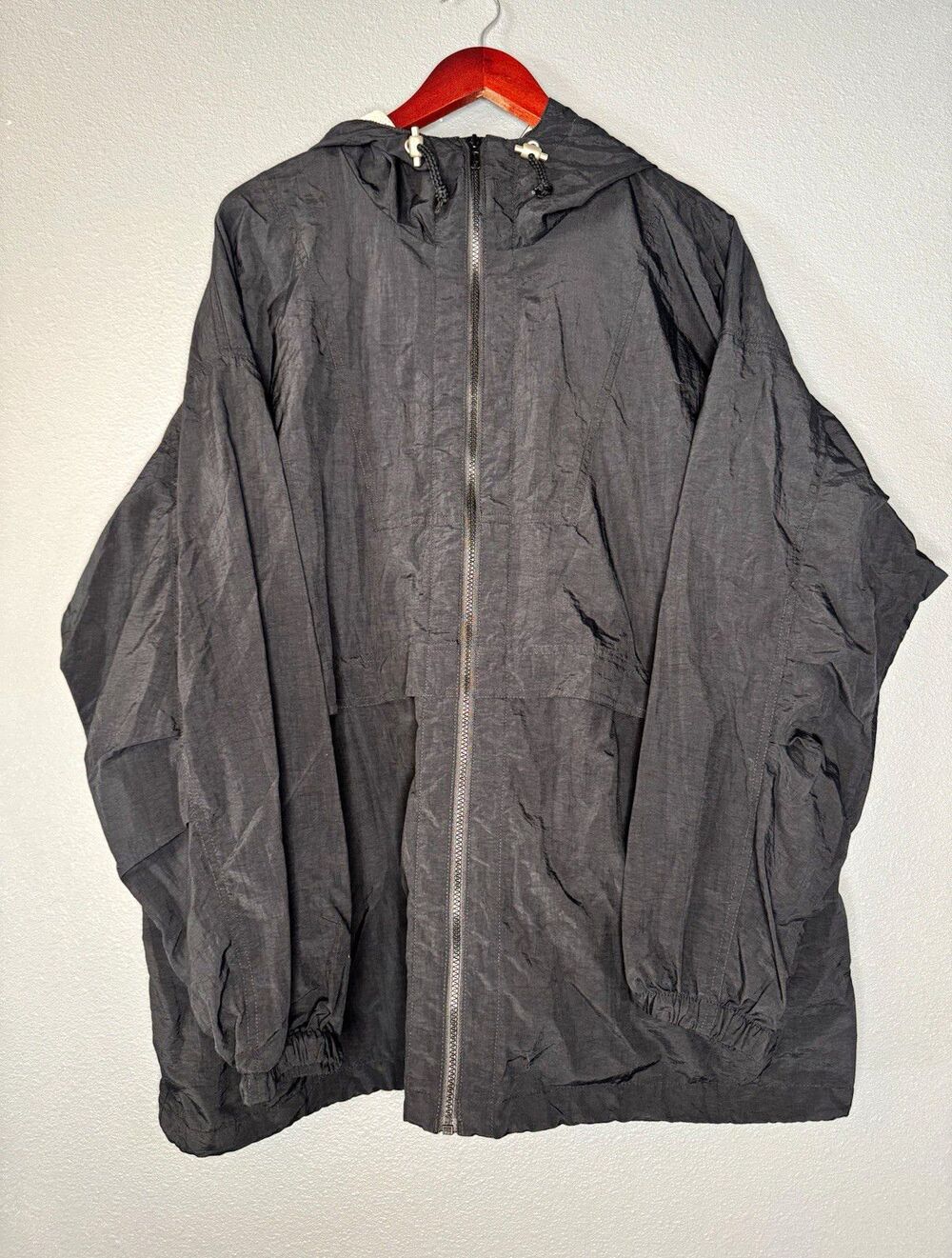 Members Only Windbreaker Jacket Mens XL Navy Nylon Hooded Full Zip Rain Shell
